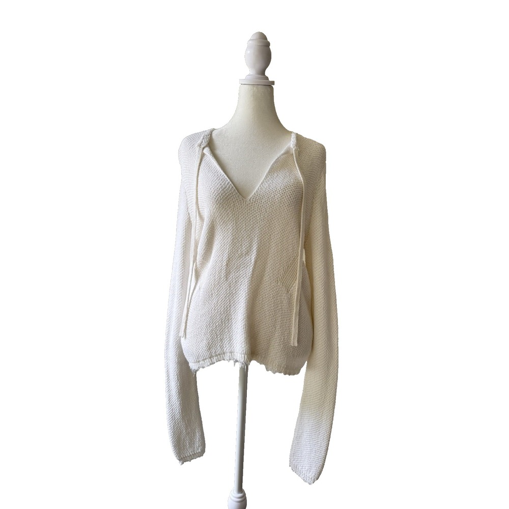 Proenza Schouler Frayed Cropped Pullover Cream Relaxed Fit Crew neck Size S